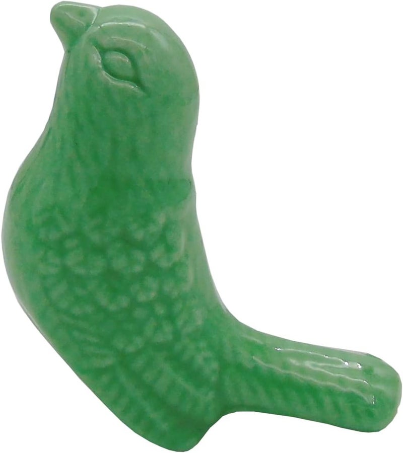 Tecrio 6pcs-Pack Vintage Ceramic Drawer Knobs and Pulls, Birds Art Decor Cupboard Dresser Cabinet Knobs and Handles for Kids-Room Bathroom Kitchen-Room Door Closet w/Screws Green - Image 2